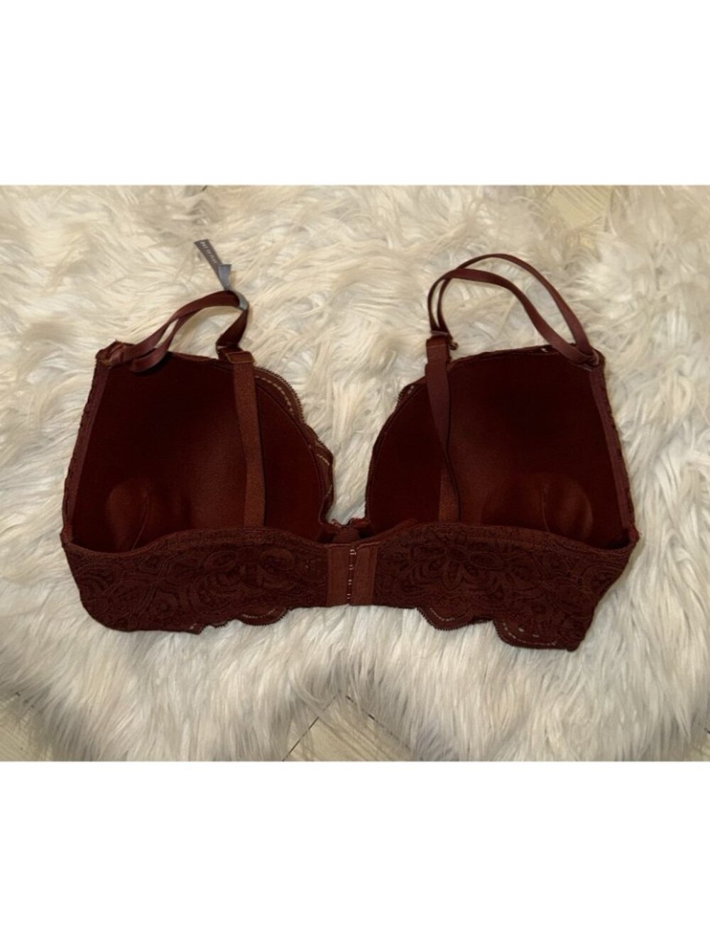 Aerie Plunge Bra Lace Padded Underwire Floral Womens 36DD Brick Red New - Picture 4 of 6